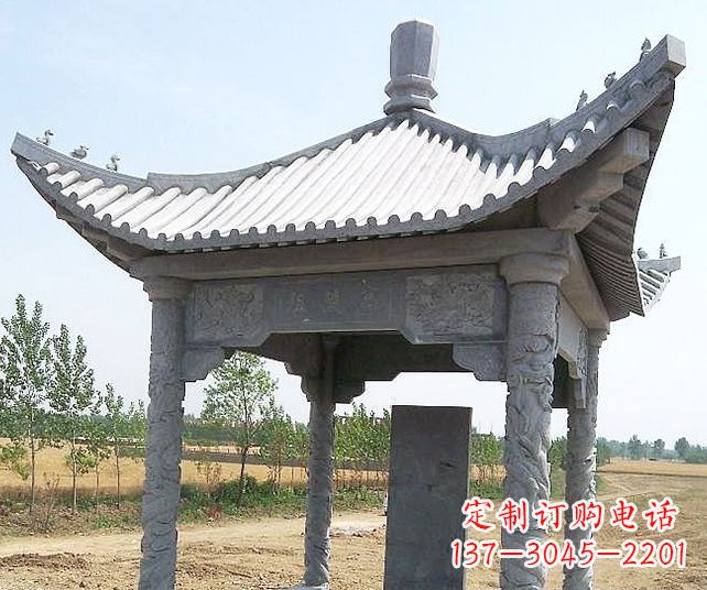 兰州园林景观单层石雕凉亭 (4)