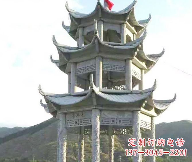 兰州园林景观多层凉亭石雕 (3)