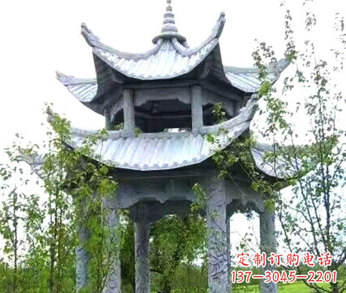 兰州园林景观仿古六角石凉亭