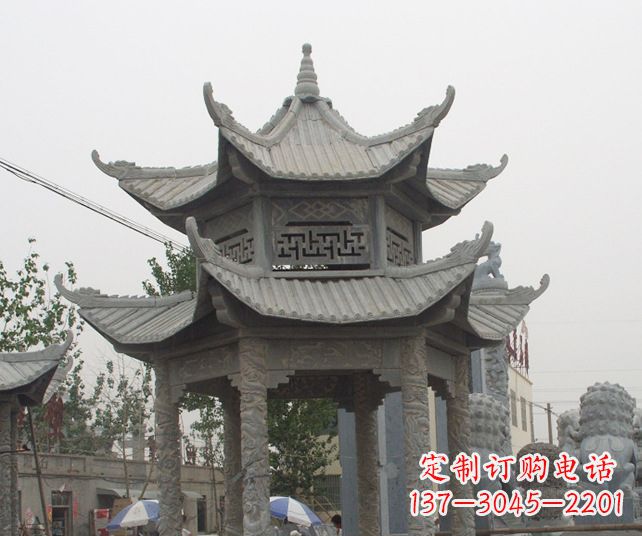 兰州园林景观仿古石雕凉亭 (2)