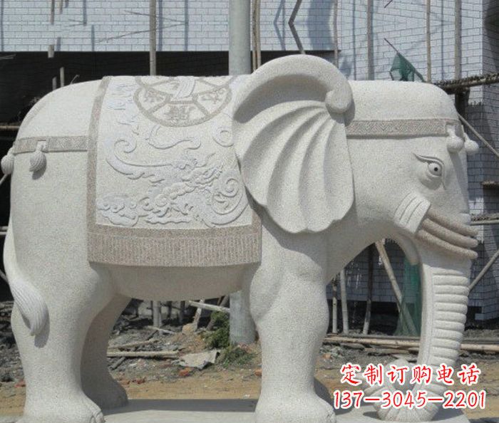 兰州园林景观驮宝大象石雕 (2)