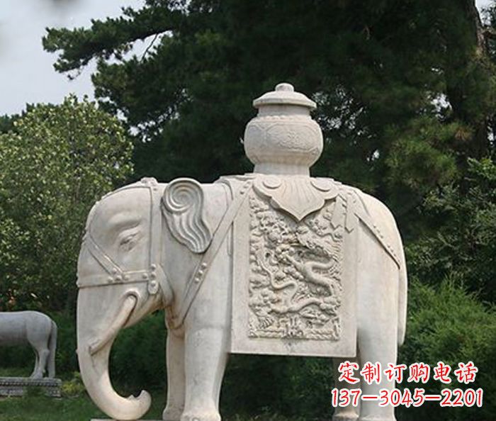 兰州园林景观驮宝大象石雕