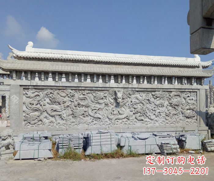 兰州园林九龙壁石雕影壁 (3)