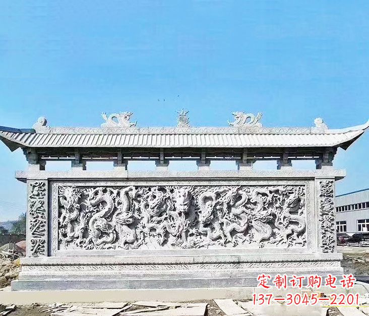 兰州园林龙浮雕影壁墙景观石雕