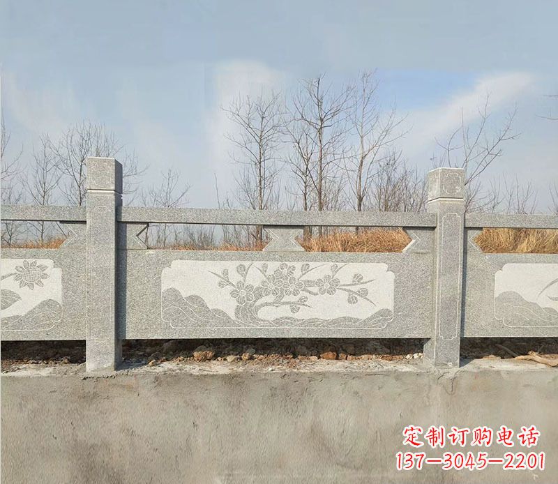 兰州园林梅花石浮雕栏板景观石雕