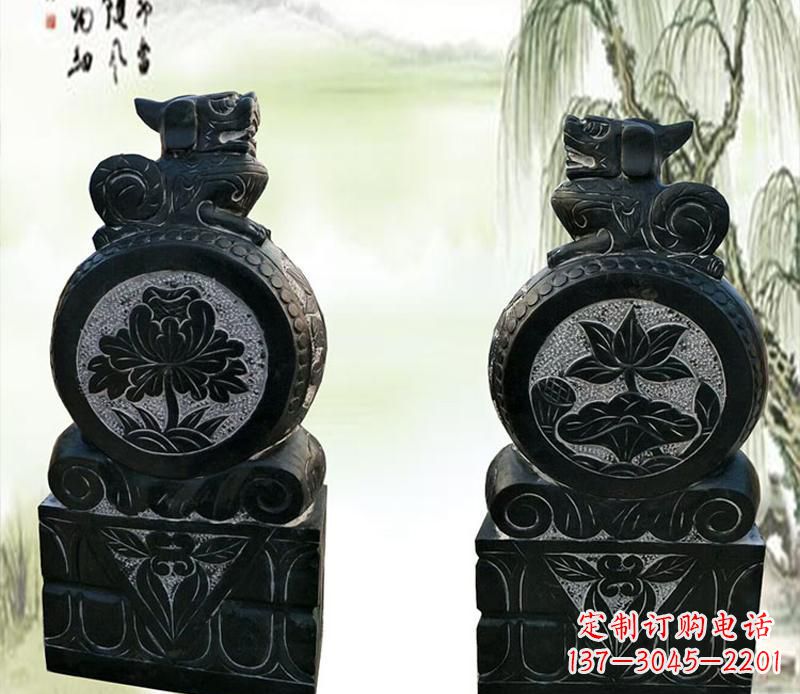 兰州园林貔貅门墩石雕