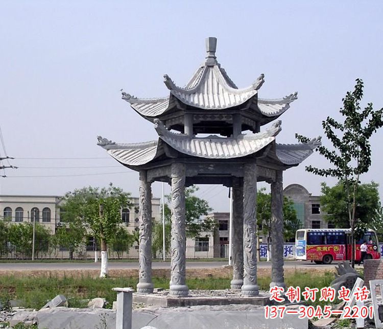 兰州园林双层仿古凉亭石雕
