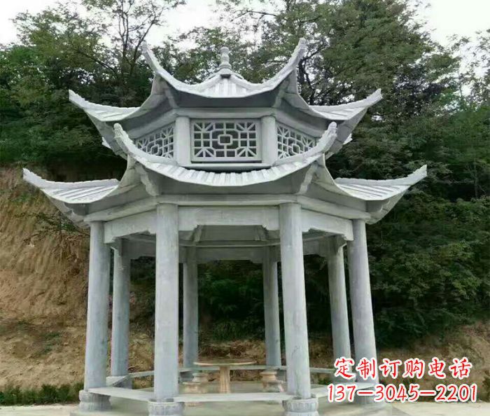 兰州园林双层凉亭石雕 (2)