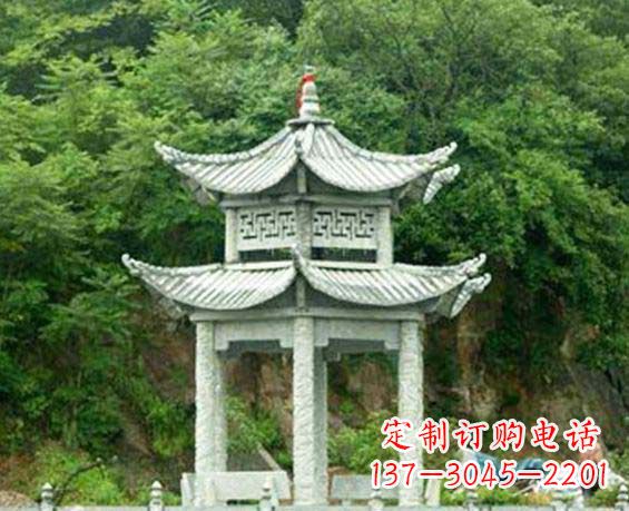 兰州园林双层六角石凉亭景观石雕