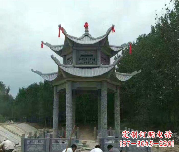 兰州园林双层凉亭石雕 (3)