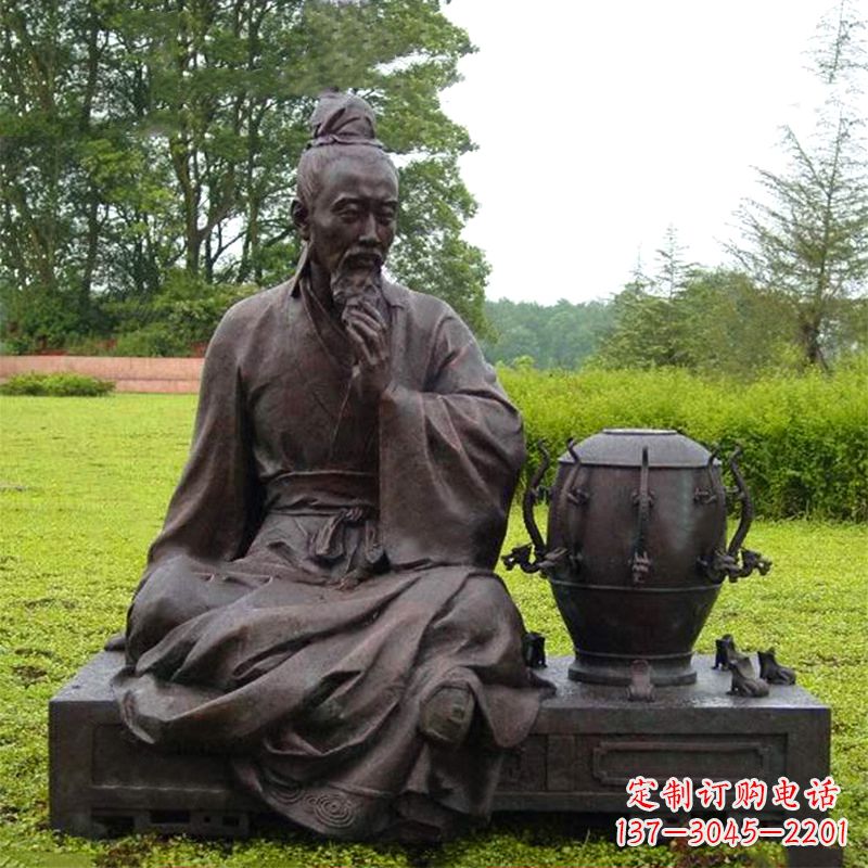 兰州张衡与地动仪铜雕景观-公园园林历史名人情景雕塑