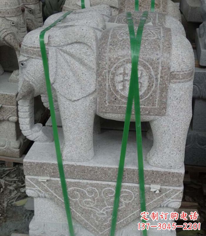 兰州招财进宝芝麻灰大象石雕 (4)
