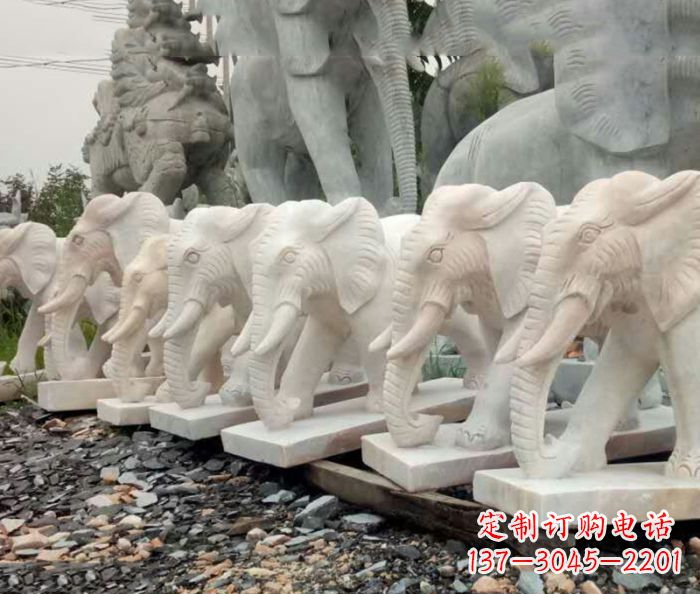 兰州招财晚霞红大象石雕 (3)