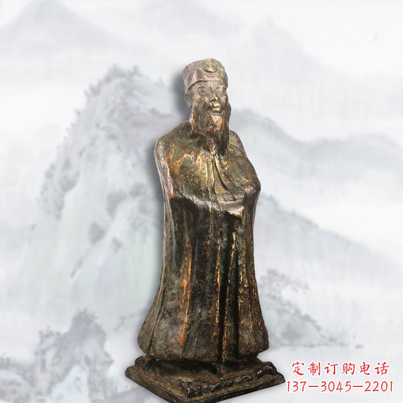 兰州中国近代著名画家张大千铸铜雕塑