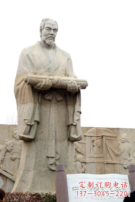 兰州中国历史名人北宋绘画大师清明上河图画家张择端汉白玉石雕像