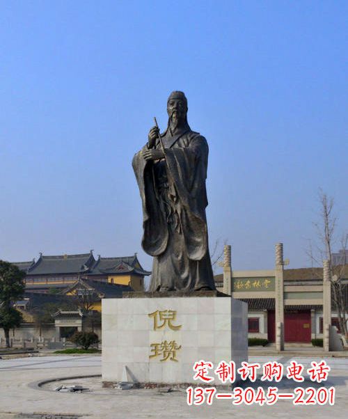 兰州中国历史名人元末明初画家诗人倪瓒铜雕塑像