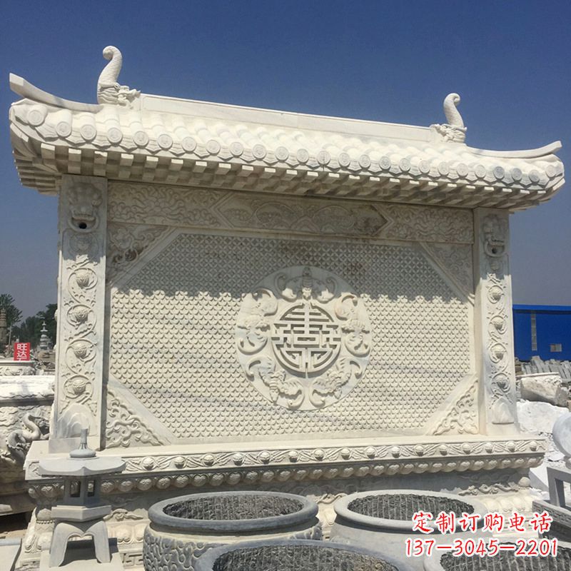 兰州中式庭院影壁石雕-中国古建大门萧墙