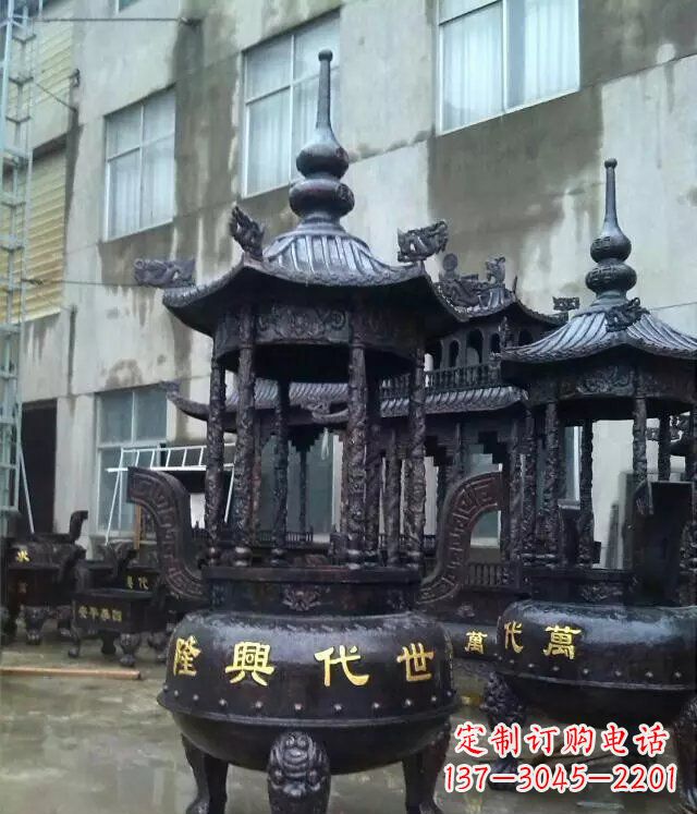 兰州铸铜寺庙香炉铜雕 (3)