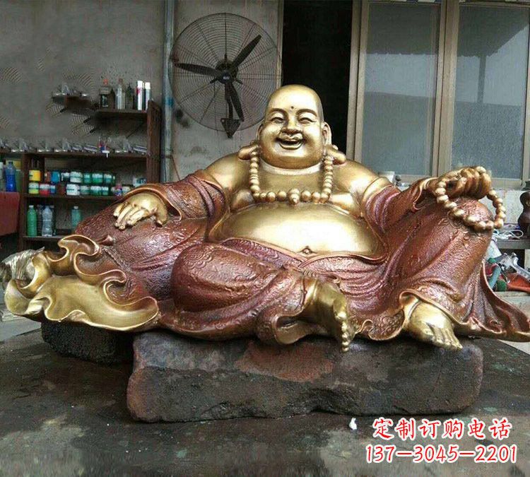 兰州宗教供奉坐式弥勒佛铜雕