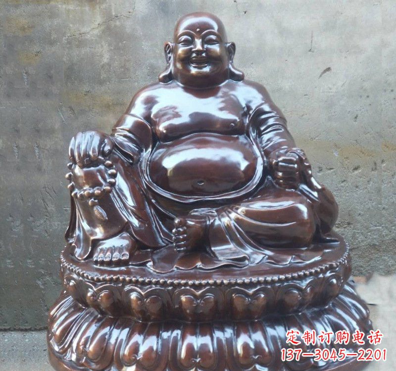 兰州宗教庙宇弥勒佛铜雕