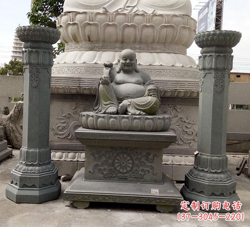 兰州宗教庙宇如意弥勒佛石雕